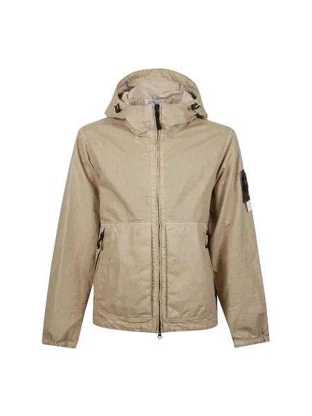 Wiatrówka Stone Island z kapturem z kamieniami beżowa