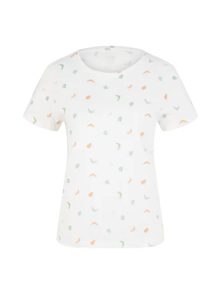 TOM TAILOR Tričko světlemodrá / světle / jasně oranžová / offwhite zelená