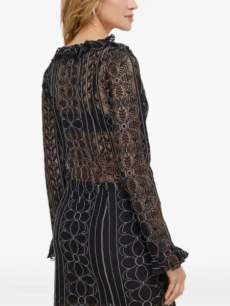 Топ Resume с волани с дантела черно