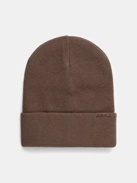 Шапка Hollister Co. от плътен трикотаж кафяво