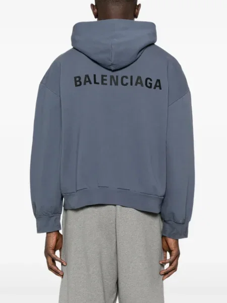 Суичър с качулка Balenciaga с принт синьо