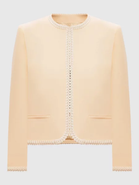 Жакет з вовни та шовку Valentino бежевий