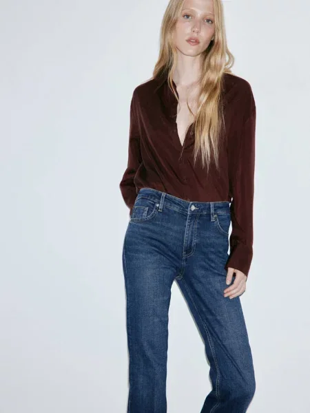 Dżinsy Sienna flare crop Kobieta 34 MANGO ciemnoniebieski