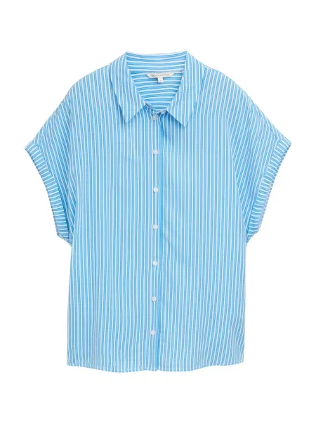 TOM TAILOR DENIM Bluză azur / albastru deschis alb