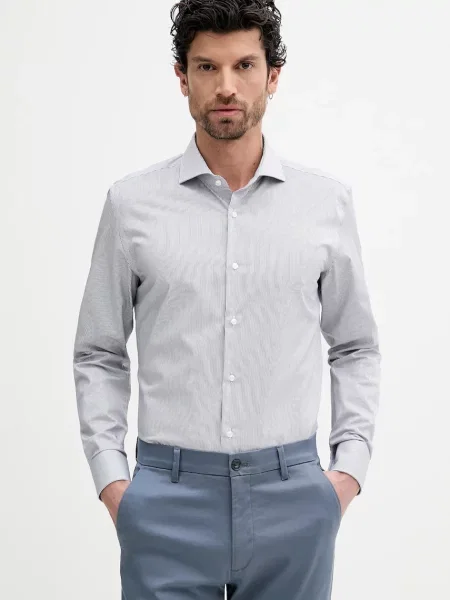 BOSS cămașă din marin cu guler clasic slim albastru