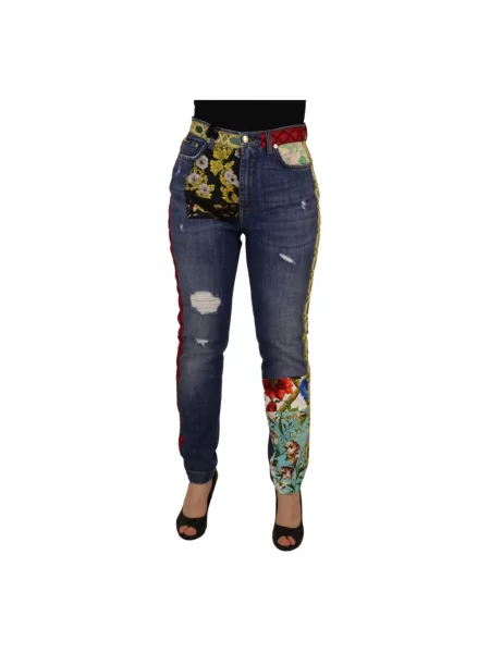 Jeansy skinny Dolce And Gabbana z wysoką talią niebieskie