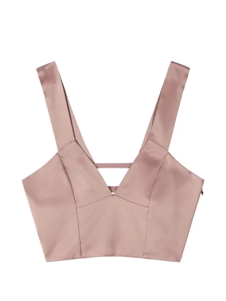Top Patrizia Pepe din satin cu decolteu în V roz