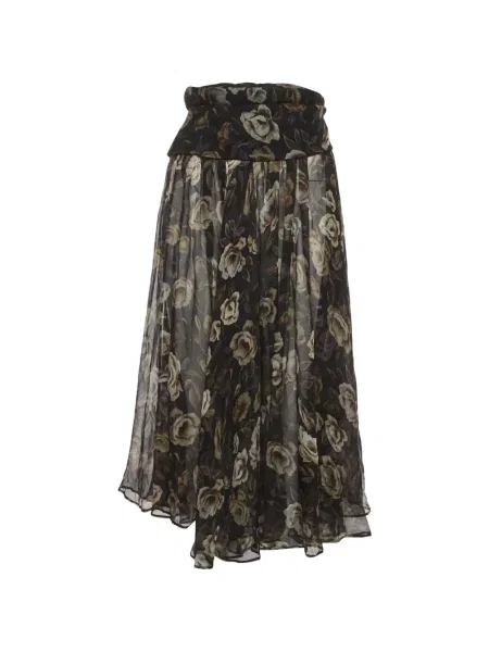 Fustă midi Magda Butrym de mătase cu model floral cu imagine negru
