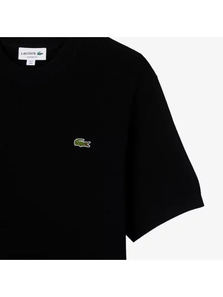Lacoste Sweter Z Okrągłym Dekoltem Z Krótkim Rękawem Classic Fit czarny