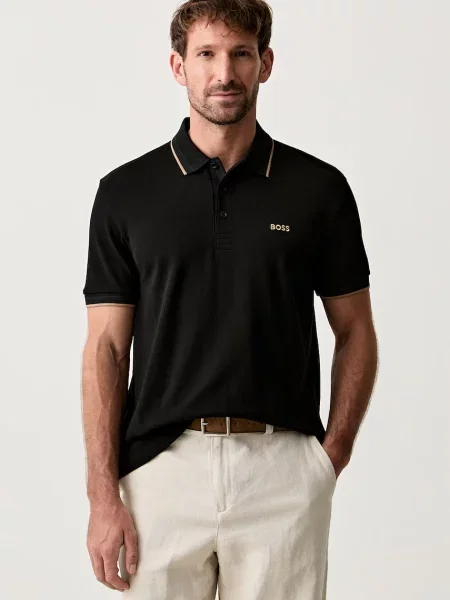 BOSS Tricou polo Paddy Gri negru