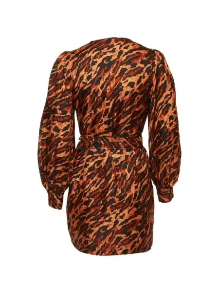 Rochie mini Sandro de mătase cu imagine cu model leopard maro
