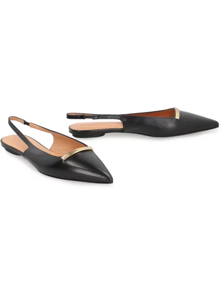 Balerinki Tod's skórzane z otwartą piętą czarne