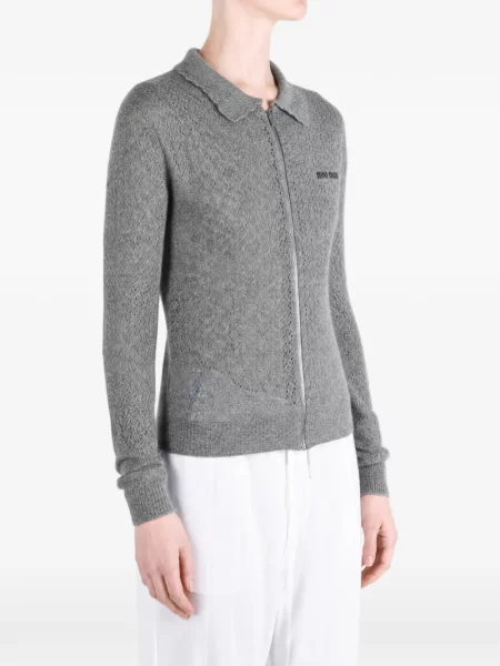 Cardigan Miu Miu de mătase gri
