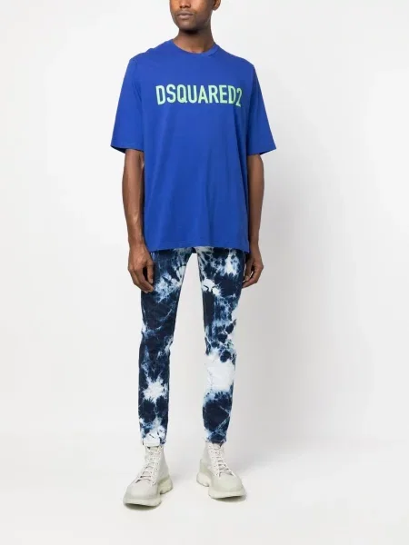 Raštuotas marškinėliai Dsquared2 mėlyna