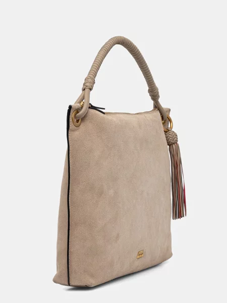 Tommy Hilfiger Kabelka Th Statement Leather Bag Suede béžová