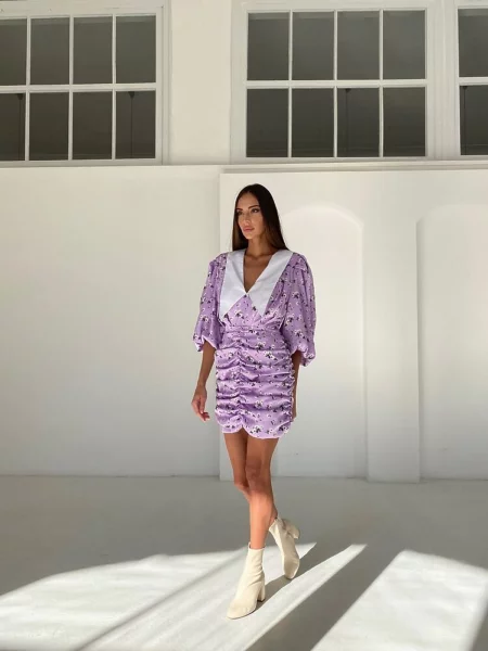 Сукня міні Milirud бузковий шовк