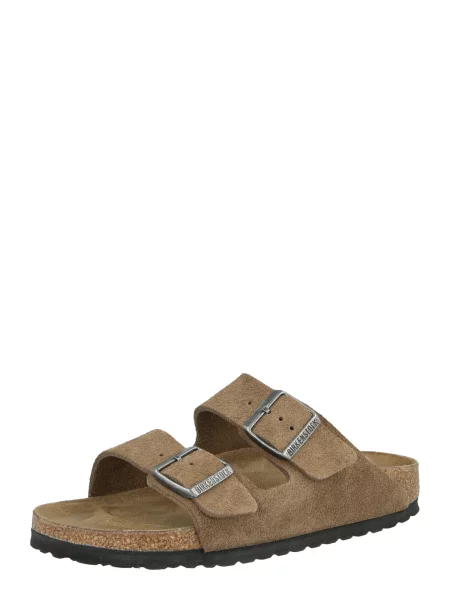 Birkenstock papuci pentru femei din piele întoarsă Arizona Suede Leather maro