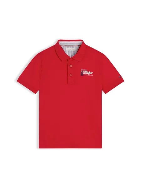 TOMMY HILFIGER Tričko Regular Fit Graphic Embroidery červená biela