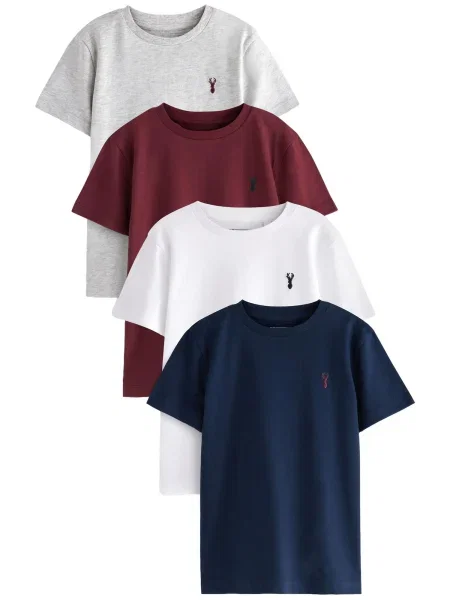 Next Tricou bleumarin / gri amestecat / roșu burgundy alb