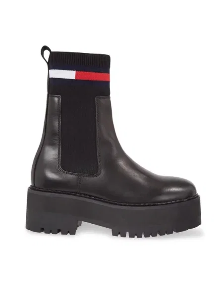 Tommy Jeans Ghete Jodhpur Tjw Flatform Chelsea Sock negru