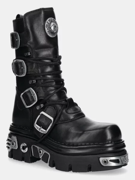 New Rock bocanci de piele cu platforma negru