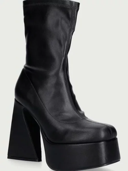 Koi Footwear bokacsizma platformos női Rakot Heeled Black Ankle Boots fekete