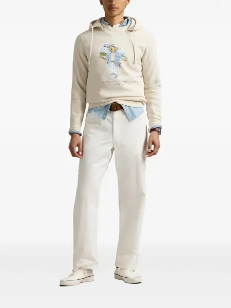 Tricou Polo Ralph Lauren din piele cu broderie în carouri maro