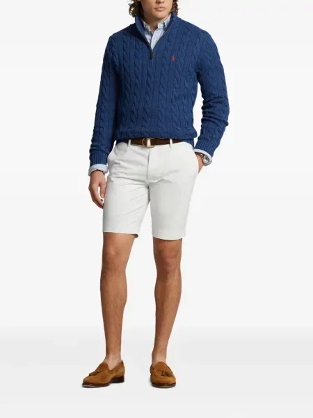 Dlouhá pruhovaná s límcem kšiltovka Polo Ralph Lauren modrá