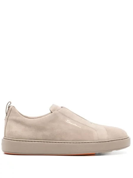 Sneakerși Santoni din piele de căprioară slip-on