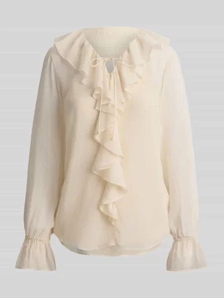 Bluzka o kroju regular fit z kołnierzem z falbanami Lauren Ralph Lauren