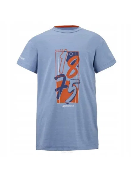 Koszulka tenisowa juniorska Babolat Exercise Graphic Tee Boy niebieska