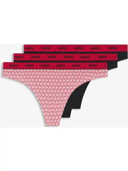 Stringi HUGO Triplet Design różowe czerwone XS czarne