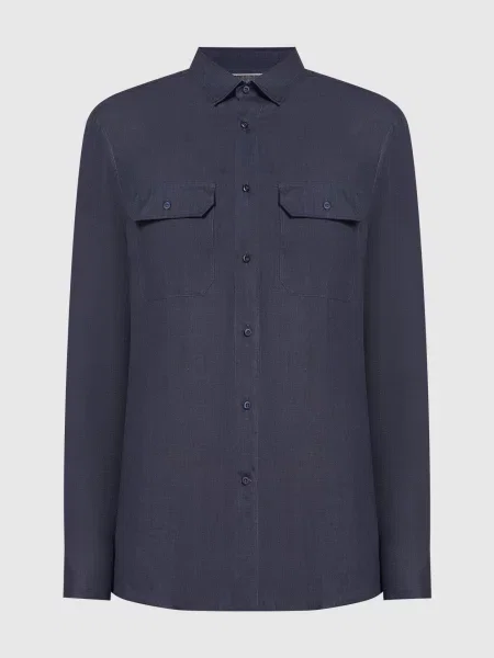 Сорочка з коноплі Brunello Cucinelli синя