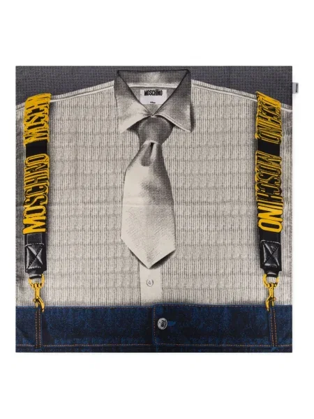 Cămașă Moschino de mătase cu imagine alb