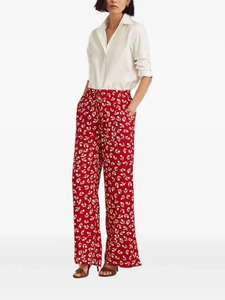 Pantaloni Lauren Ralph Lauren cu model floral cu cordon roșu