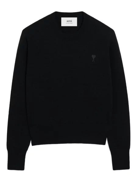 Pulover Ami Paris cu motiv cu inimi negru