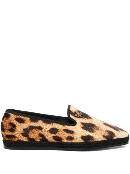 Pantofi loafer Roberto Cavalli cu imagine cu model leopard maro