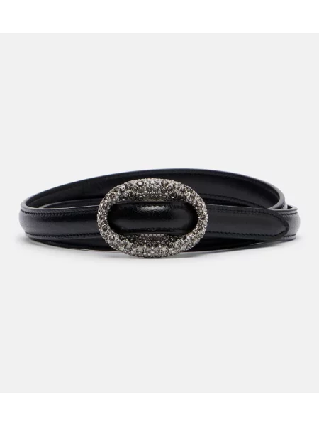 Curea Saint Laurent din piele de cristal negru