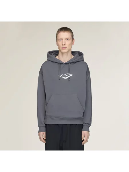 Bluza z kapturem Y-3 z kapturem frotte z logo szara