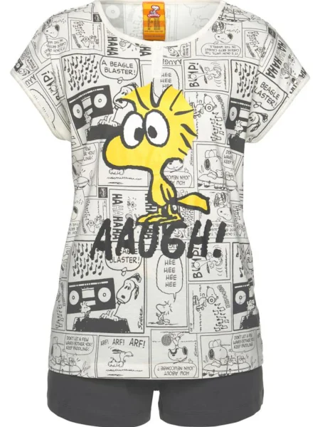 PEANUTS Pantaloni scurți / gri / galben alb