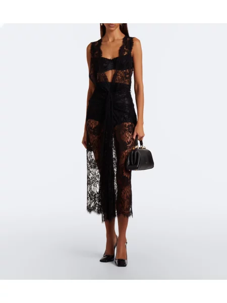 Rochie midi Dolce&gabbana din dantelă negru