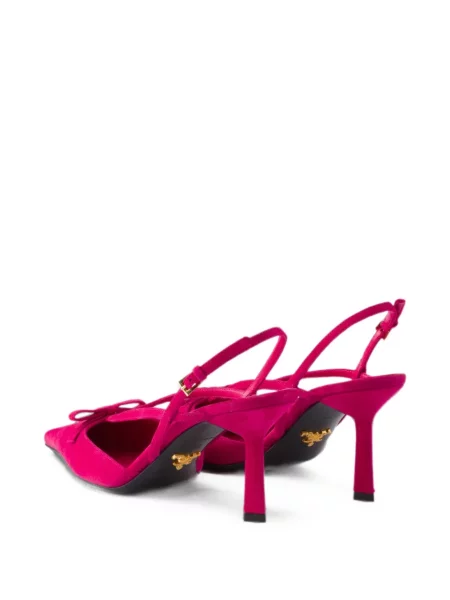 Pantofi cu toc Prada din piele de căprioară slingback roz