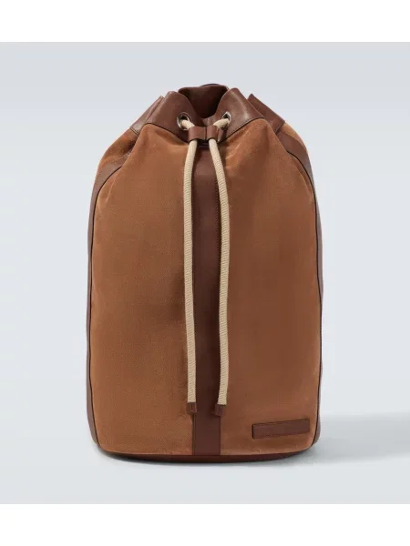 Rucsac Brunello Cucinelli din piele de căprioară maro