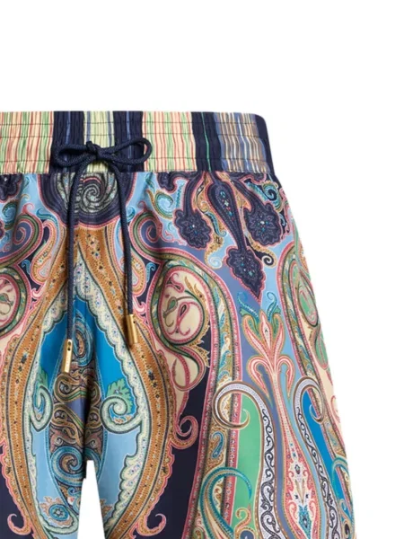 Slip de baie Etro cu imagine cu model paisley albastru