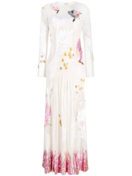 Rochie Temperley London cu broderie evazată alb