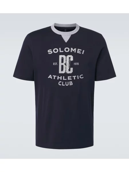 Tricou Brunello Cucinelli cu imagine din jerseu albastru