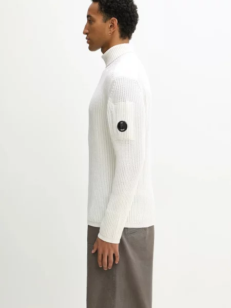 C.P. Company sweter z dodatkiem wełny lekki z golferm beżowy