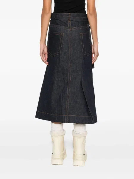 Fustă din denim Sacai plisată albastru
