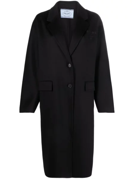Palton Prada cu broderie din cașmir negru