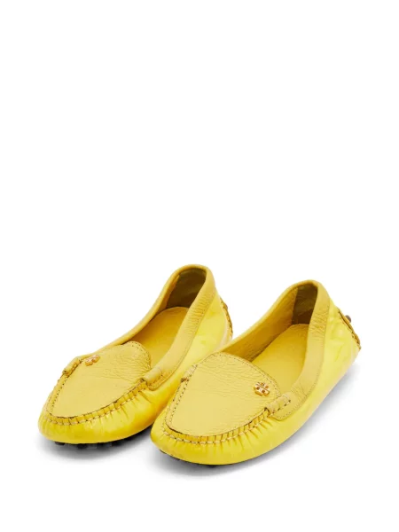 Bőr lakkozott loafer Tory Burch autogrammal sárga